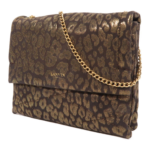 LANVIN GHW Chain Shoulder Bag Canvas Black