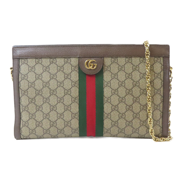 GUCCI GG GHW Ophidia Chain Shoulder Bag 503876 Coated Canvas Brown
