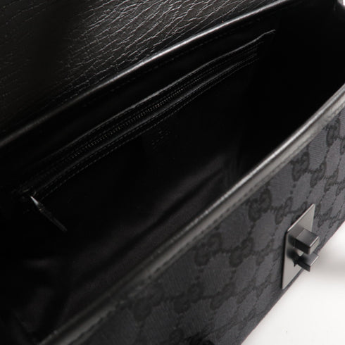 GUCCI GG Bamboo Bullet Shoulder Bag Canvas 111713 Black