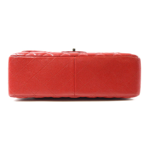 CHANEL Quilted CC SHW Chain Shoulder Bag 58600 Caviar Leather Red