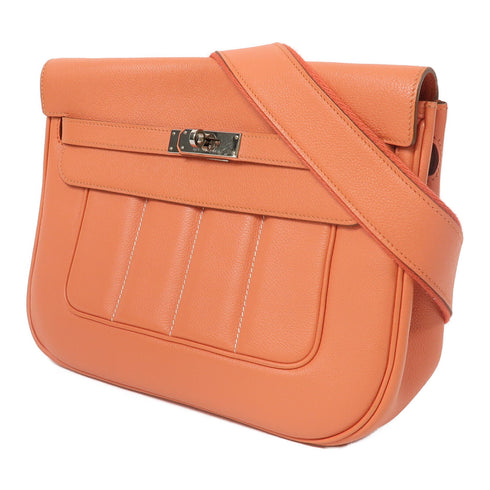 HERMES PHW Berline 28 Shoulder Bag Evercolor Leather Crevette