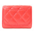 CHANEL Quilted CC GHW Card Case Lambskin Leather Red