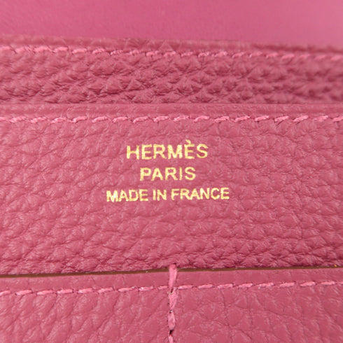 HERMES GHW Long Wallet Togo Leather Purple