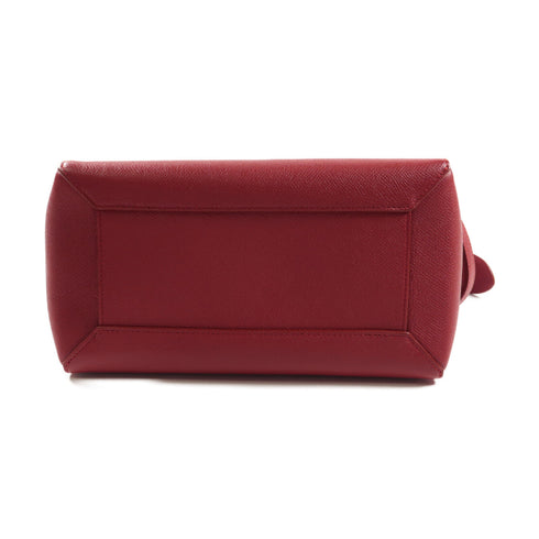 CELINE SHW Micro Belt Bag 2Way Shoulder Hand Bag Calfskin Leather S-AT-3198 Red