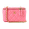 CHANEL CC GHW Quilted Vanity Case Shoulder Bag Lambskin Leather Pink