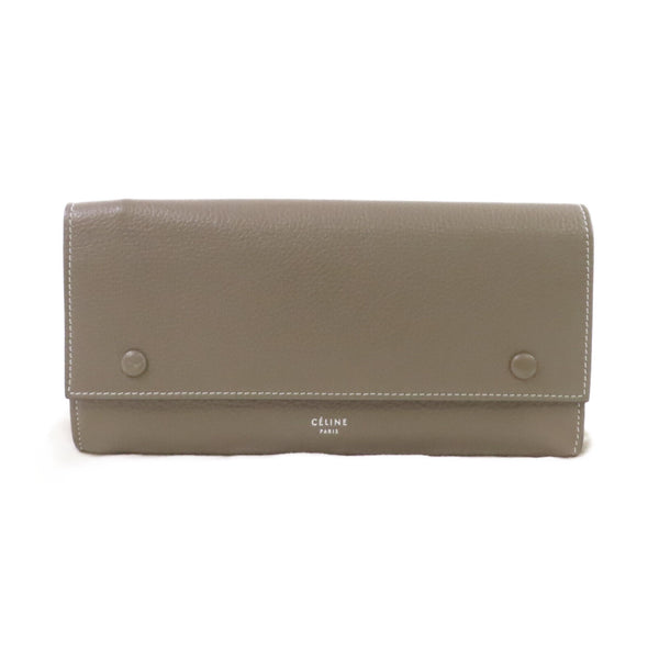 CELINE SHW Fold Long Wallet Calfskin Leather Grey Yellow