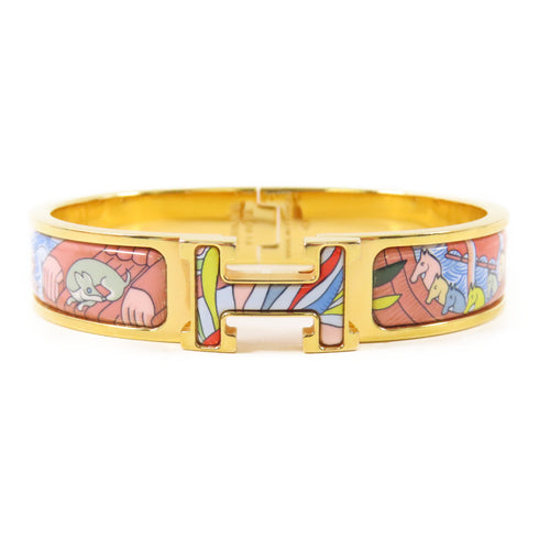 HERMES GHW Clic H Bracelet Metal Gold/Multicolor