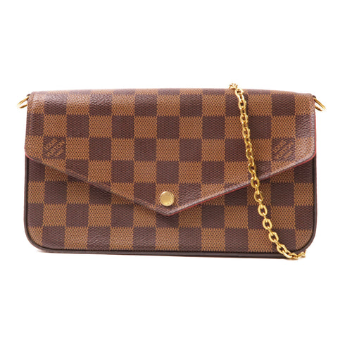 LOUIS VUITTON LV GHW Felice Pochette Chain Shoulder Bag N63032 Damier Brown v1