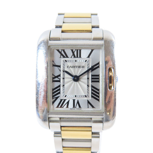 CARTIER Tank Anglaise Small Watch W5310046 18K Yellow Gold Stainless Steel #14cm