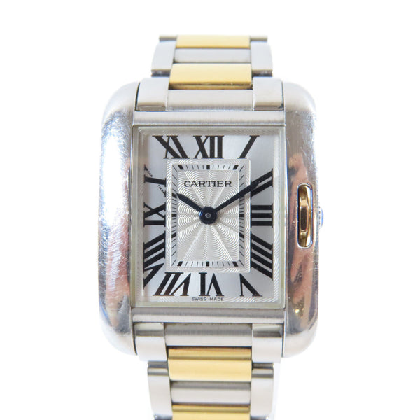 CARTIER Tank Anglaise Small Watch W5310046 18K Yellow Gold Stainless Steel #14cm