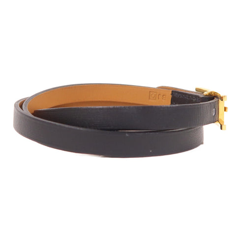 HERMES Hapi 3 Bracelet Chamonix Leather Black