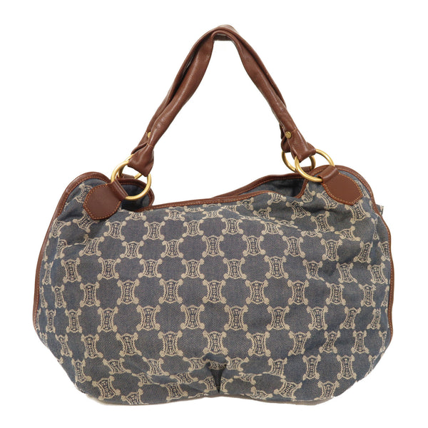 CELINE GHW Shoulder Bag Denim Brown/Blue