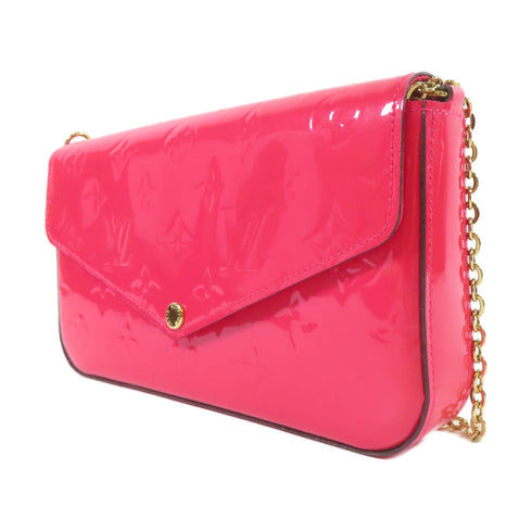 LOUIS VUITTON LV GHW Felicie Pochette Chain Shoulder Bag Monogram Vernis Pink