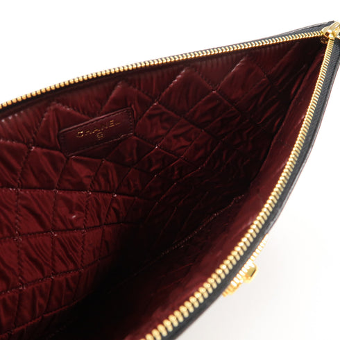 CHANEL CC GHW Pouch Calfskin Leather Black