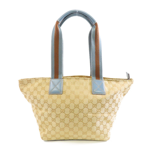 GUCCI GG SHW Tote Shoulder Bag 131230 Canvas Beige Light Blue