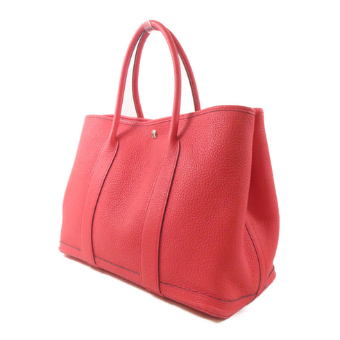 HERMES PHW Garden Party PM Tote Bag Handbag Clemence Leather Bougainvillier/Red