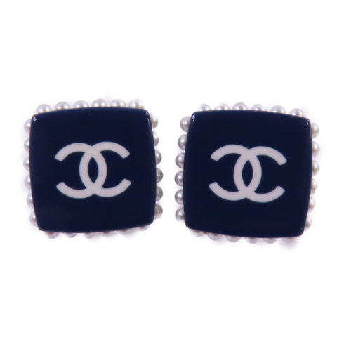 CHANEL CC Earrings 15/P PVC Blue White