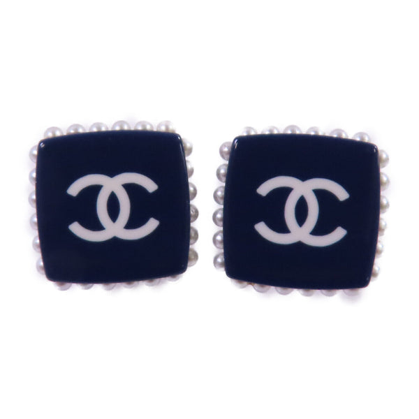 CHANEL CC Earrings 15/P PVC Blue White