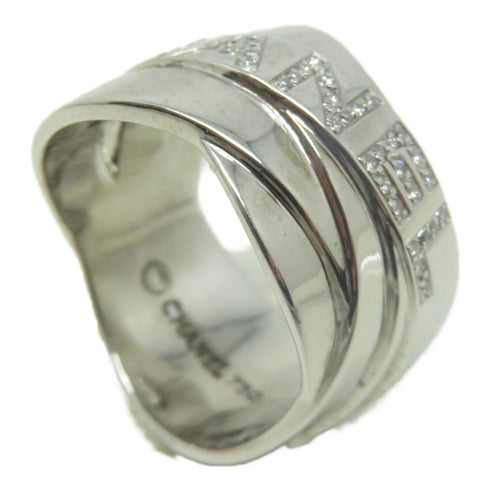 CHANEL CC Bolduc Diamond Ring 18K White Gold US#8