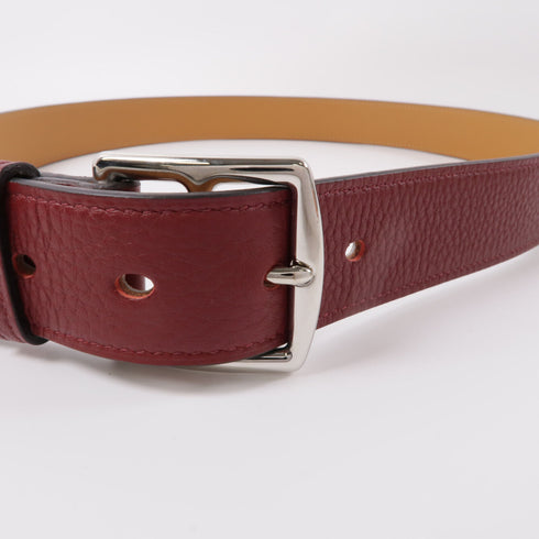 HERMES PHW Etriviere 32 Belt Togo Leather Red