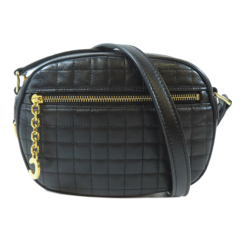 CELINE GHW C Charm Bag Shoulder Crossbody Bag Calfskin Leather Black
