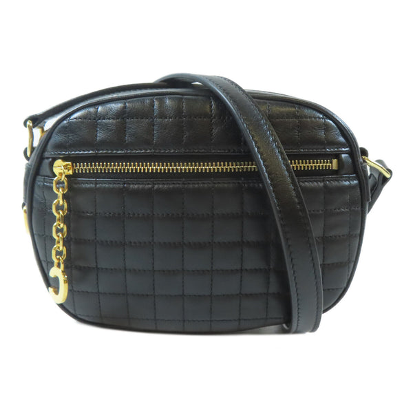 CELINE GHW C Charm Bag Shoulder Crossbody Bag Calfskin Leather Black