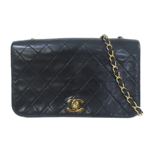 CHANEL CC GHW Vintage Shoulder Bag Lambskin Leather Black
