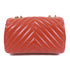 CHANEL Herringbone CC GHW Chain Shoulder Bag Calfskin Leather Red