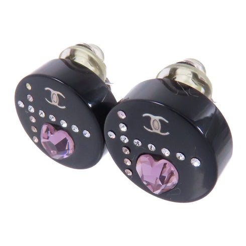 CHANEL CC Earrings Accessories PVC Metal Silver Black Pink