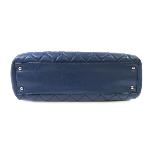 CHANEL Quilted SHW CC Chain Shoulder Bag Calfskin Leather Navy