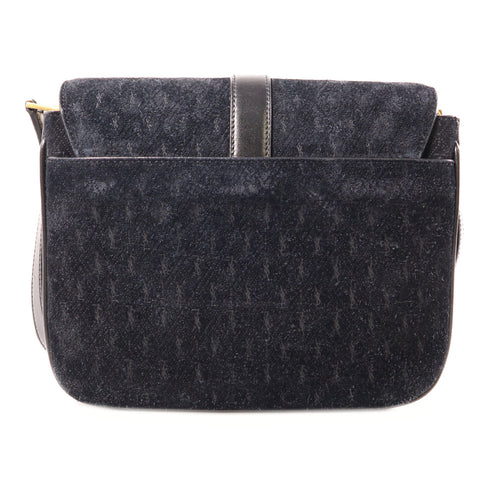 SAINT LAURENT YSL GHW Shoulder Bag Suede/Leather Black