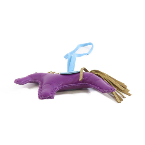 HERMES Rodeo Charm Leather Purple Light Blue Brown