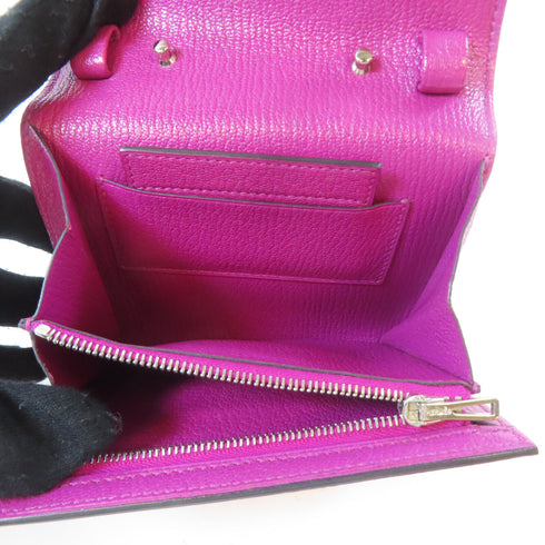 HERMES PHW Cinhetic To Go Wallet Shoulder Bag Chevre Leather Rose Purple Pink