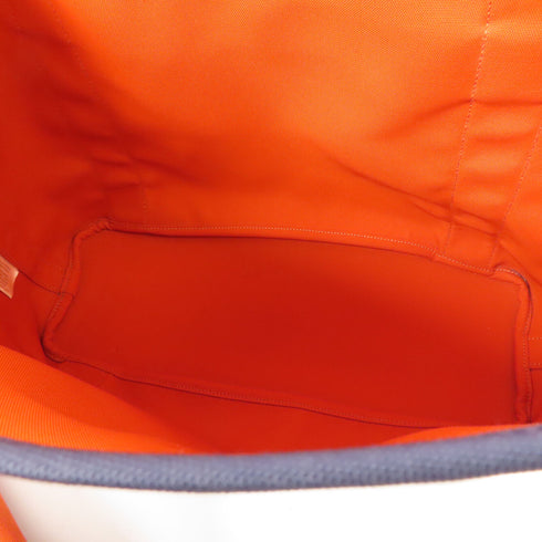 HERMES PHW Pansage Groom 2 Way Shoulder Bag Canvas Blue Navy Feu