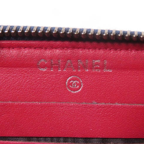 CHANEL Quilted CC SHW Wallet Calfskin Leather Navy/Black