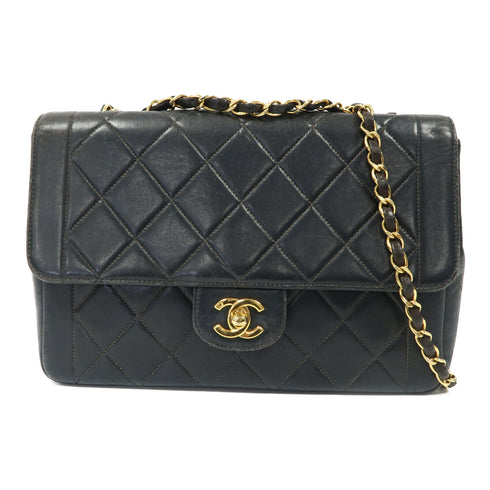 CHANEL Quilted CC GHW Chain Shoulder Bag Lambskin Leather Black v5