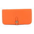HERMES PHW Dogon MM Long Wallet Clemence Leather Orange