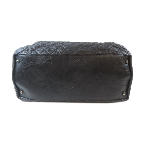 CHANEL Quilted CC SHW Shoulder Bag Calfskin Leather Black