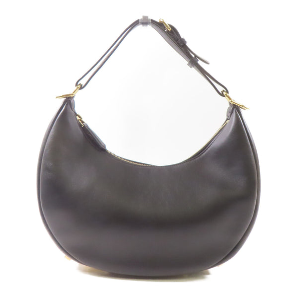 FENDI GHW Fendigraphy Shoulder Bag 8BR798A Calfskin Leather Black