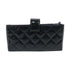 CHANEL Quilted CC SHW Card Case Patent Leather Dark Grey