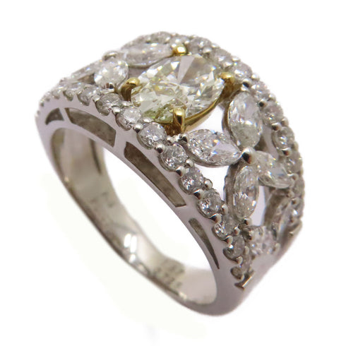 FINE JEWELRY 0.725ct 1.37ct Diamond Ring 18K Yellow Gold PT900 Platinum US#6