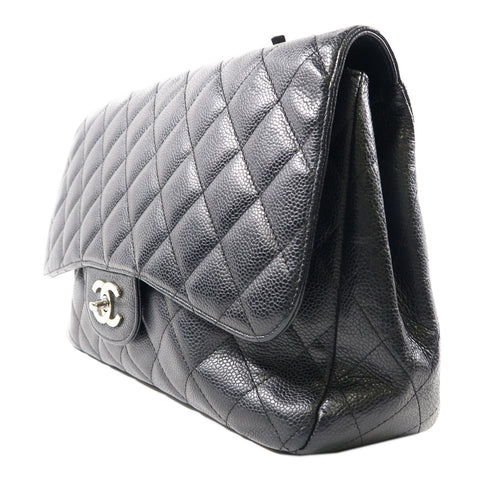 CHANEL Quilted CC SHW Jumbo Shoulder Bag AS8600 Grained Calfskin Leather Black