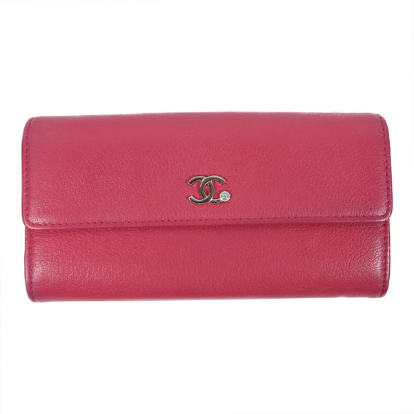 CHANEL CC SHW Long Wallet Calfskin Leather Pink