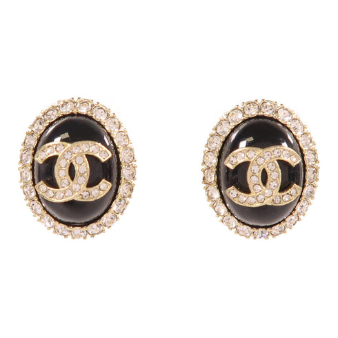 CHANEL CC Earrings Metal Black