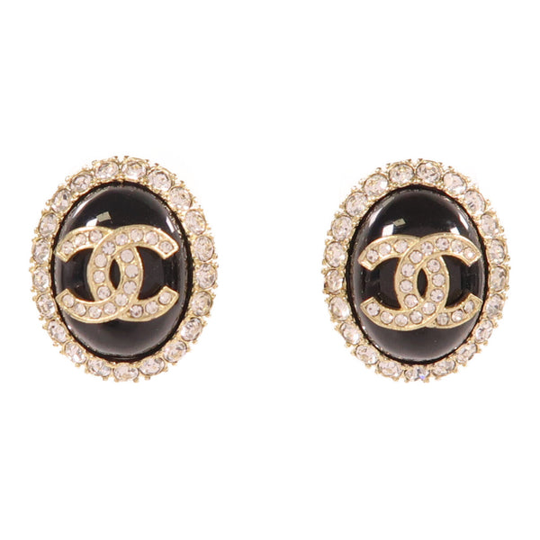 CHANEL CC Earrings Metal Black