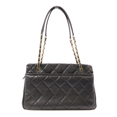 CHANEL CC GHW Hand Bag Shoulder Bag Calfskin Leather Black