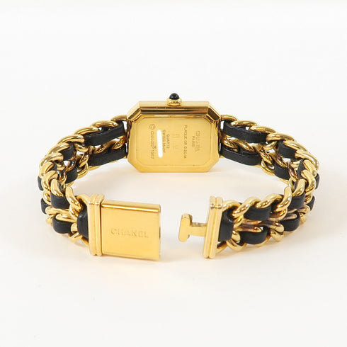 CHANEL CC Premiere Quartz Watch H0001-L Gold Plated/Leather Black