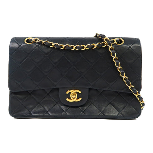 CHANEL Quilted CC GHW Vintage Classic Bag Chain Shoulder Lambskin Leather Black