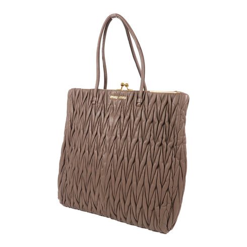 Miu Miu GHW Shoulder Bag Lambskin Leather Brown