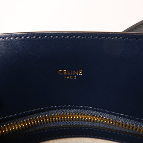 CELINE GHW Vertical Cabas 2 Way Shoulder Tote Bag Canvas Beige/Blue